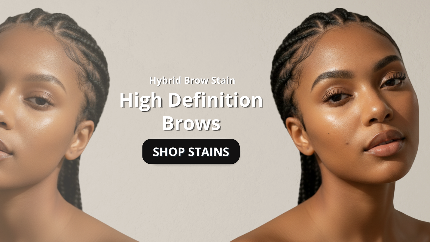 Woman modeling the effect of Hybrid Brow Stain for defined, sculpted eyebrows