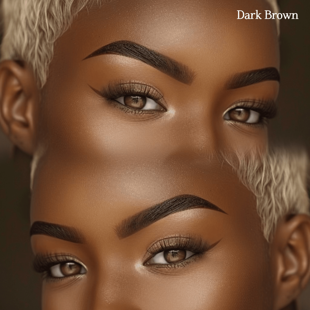 Dark brown hybrid brow stain on woman